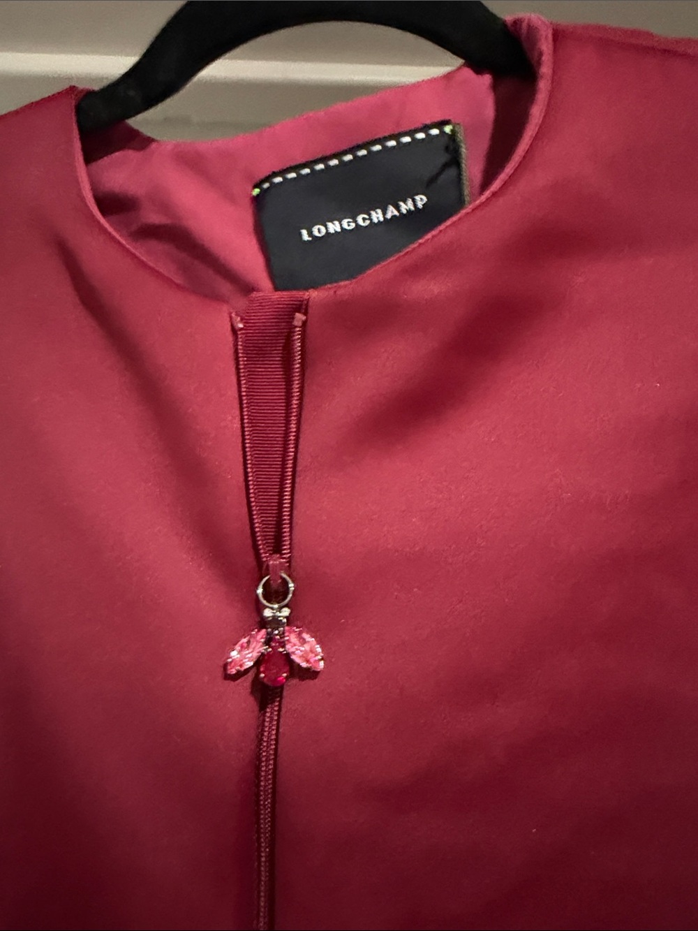 Longchamp Women's Deep Burgundy Top with Jewel Pull